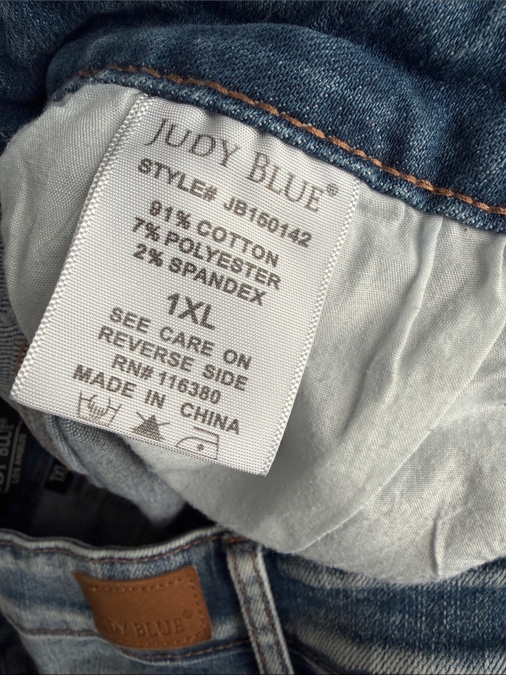 Judy Blue Distressed High-Rise Button-Front Denim Shorts - Light Blue - Picture 4 of 4